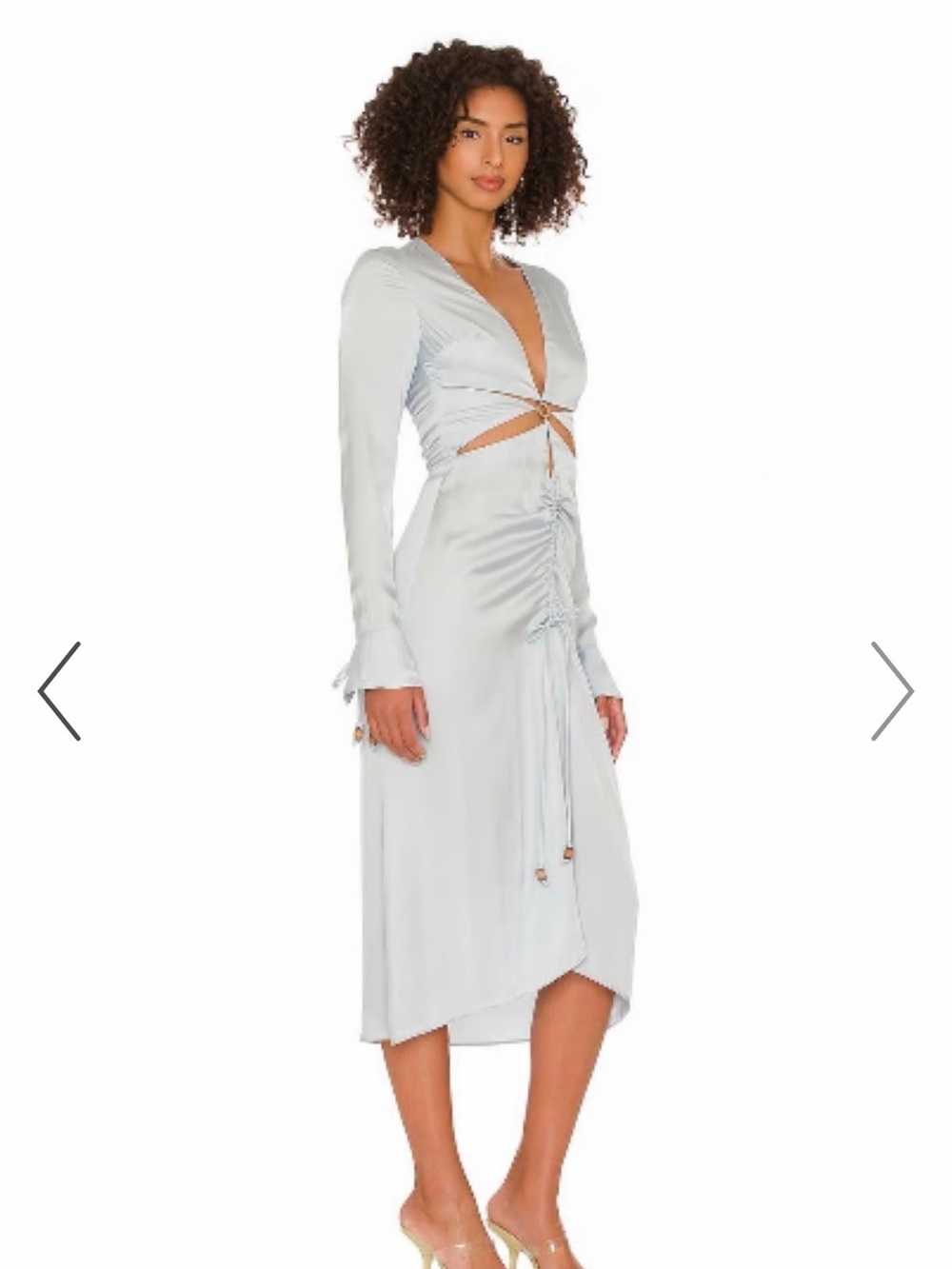 Song of Style Pale Blue Satin V-Neck Midi Dress